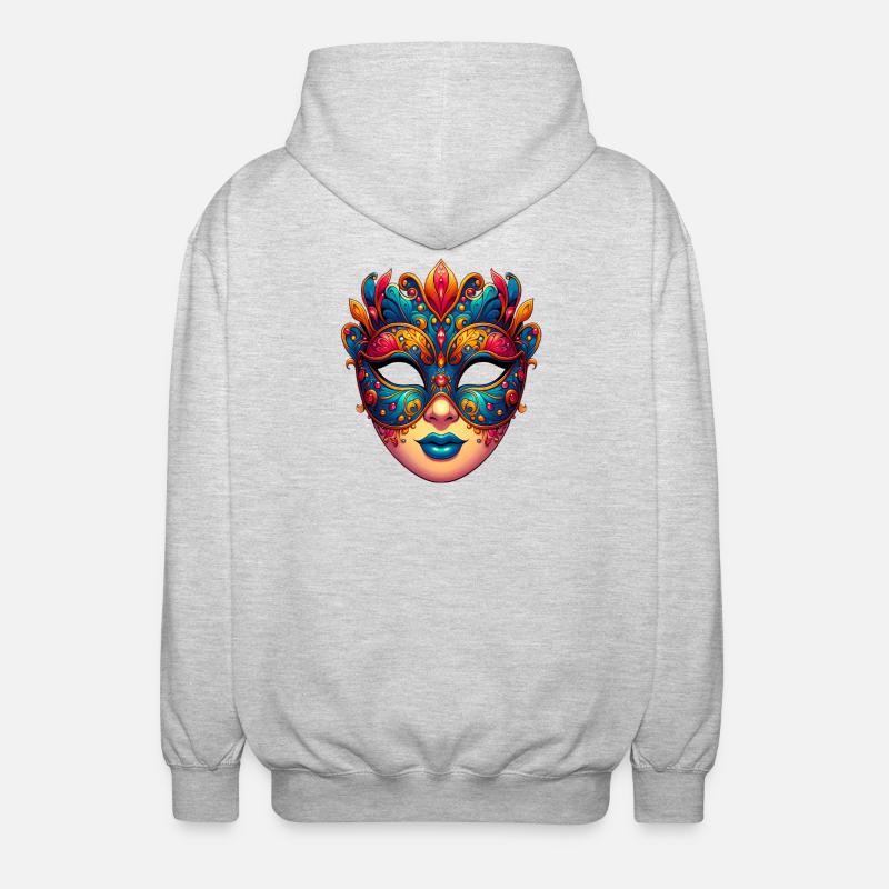 Masque du Carnaval de Venise - Veste à capuche unisexe - gris clair chiné