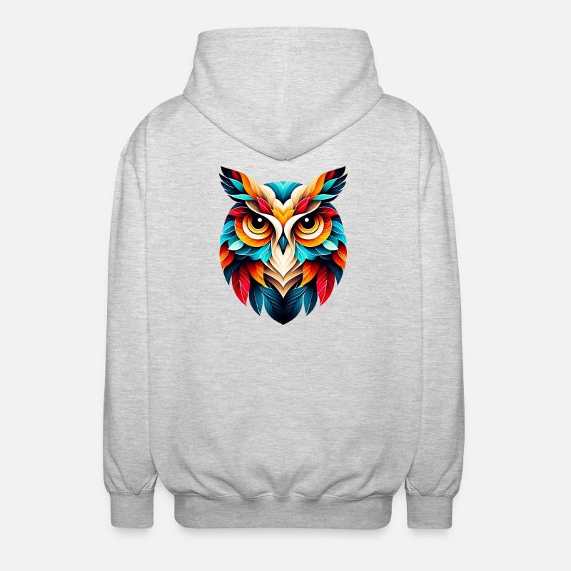 Eule - Unisex Kapuzenjacke - Hellgrau meliert