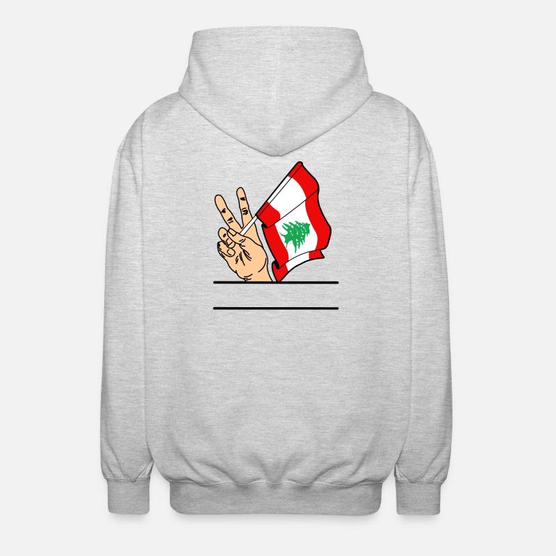 Drapeau Liban paix signe texte espace - Veste à capuche unisexe - gris clair chiné
