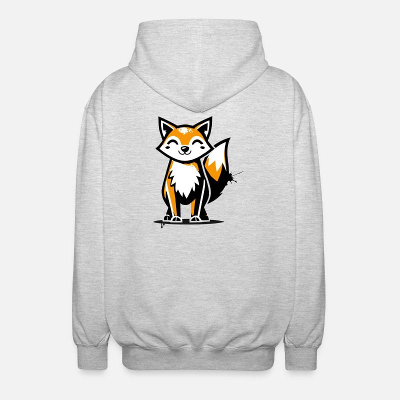 Moderner Fuchs im Stencil Graffiti-Design - Unisex Kapuzenjacke - Hellgrau meliert