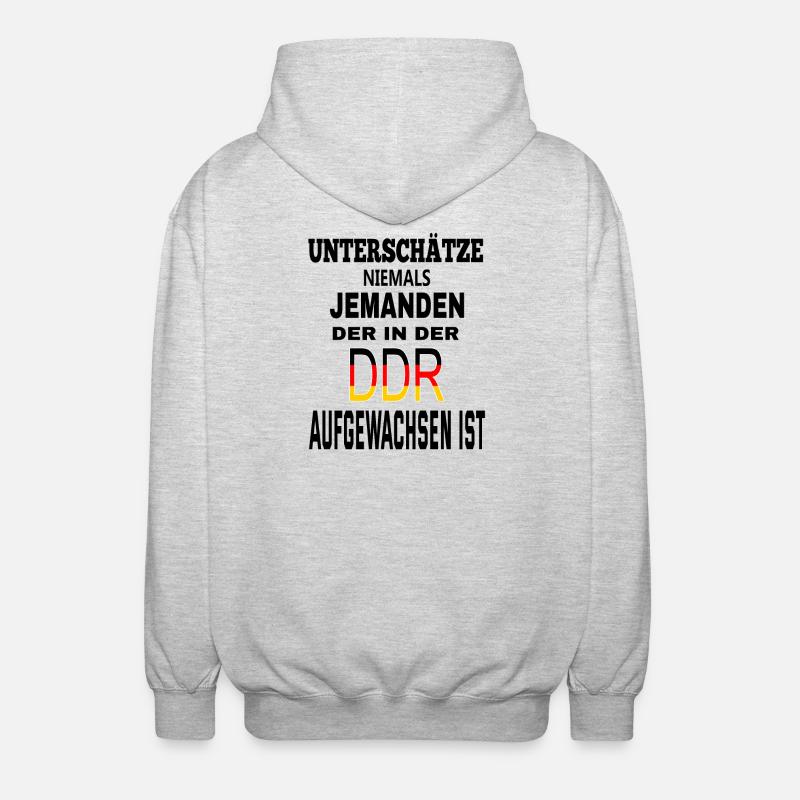 DDR Flag Design auf Kleidung - Unisex Kapuzenjacke - Hellgrau meliert