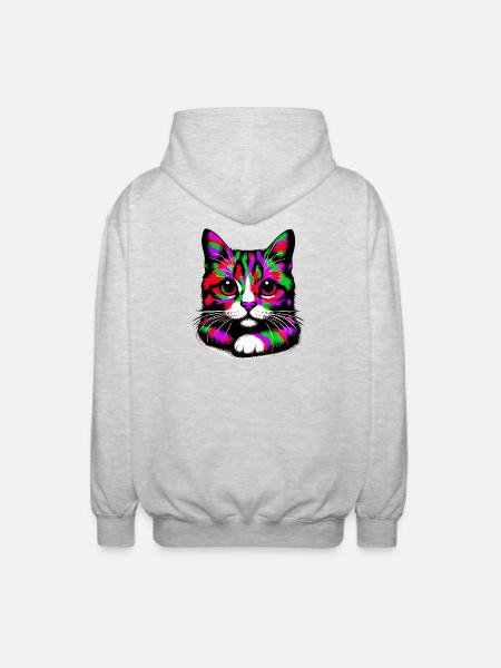 Chat - Veste à capuche unisexe - gris clair chiné
