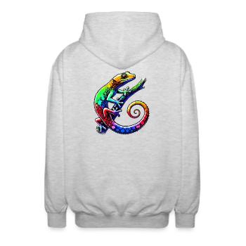 Gecko - Unisex Kapuzenjacke - Hellgrau meliert - Hinten - AI Model Male 185 light (185cm)