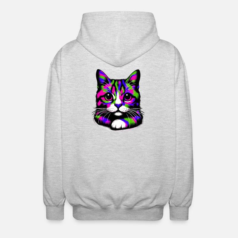 Katze - Unisex Kapuzenjacke - Hellgrau meliert