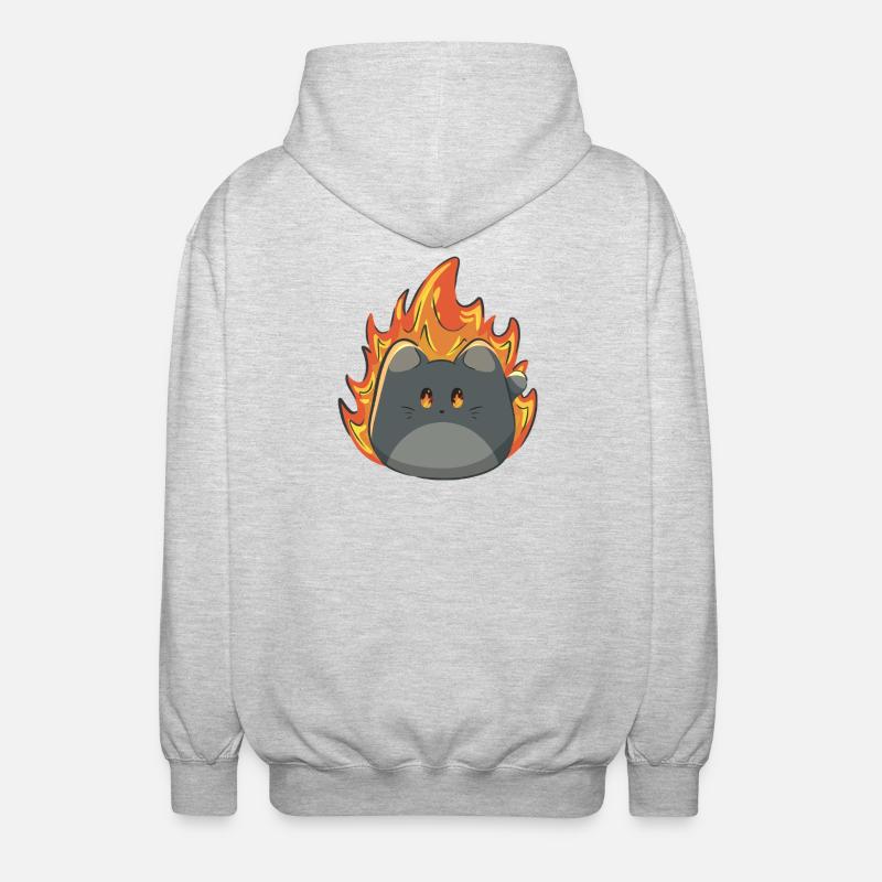 Chat mignon avec du feu - Veste à capuche unisexe - gris clair chiné