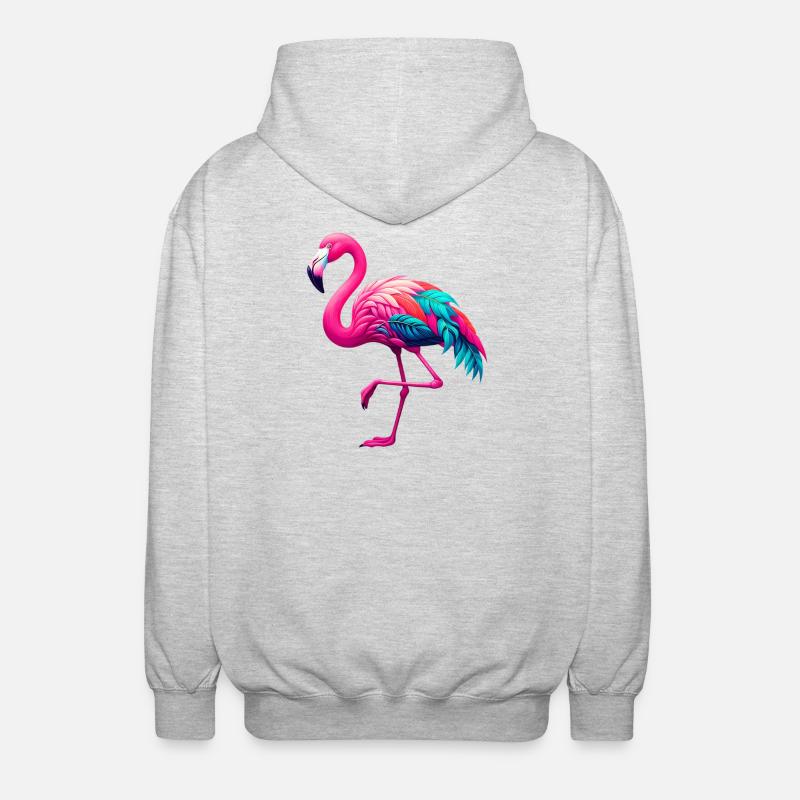 Flamingo - Unisex Kapuzenjacke - Hellgrau meliert