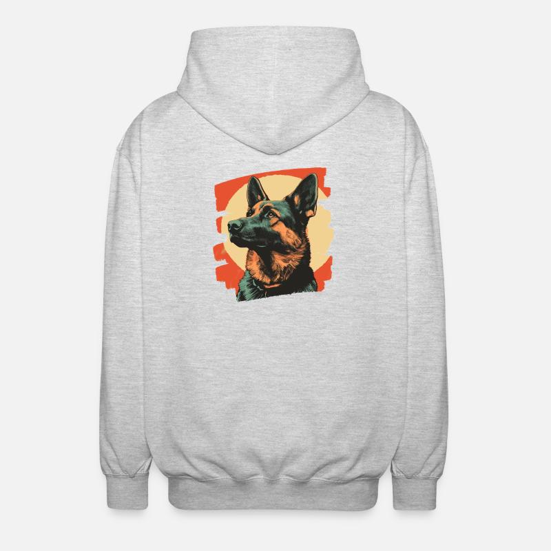 Schäferhund Retro - Unisex Kapuzenjacke - Hellgrau meliert