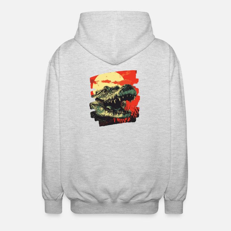 Crocodile Rétro - Veste à capuche unisexe - gris clair chiné