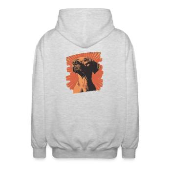 Rhodesian Ridgeback - Unisex Hooded Jacket - light heather grey - Back - AI Model Male 185 light (185cm)