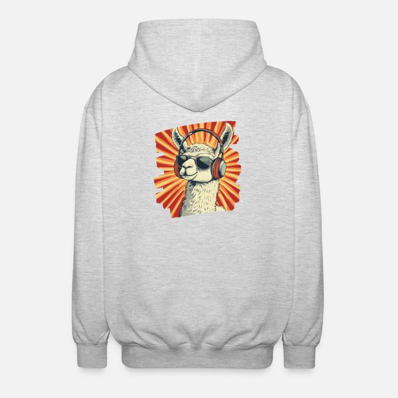 Lama Kopfhörer - Unisex Kapuzenjacke - Hellgrau meliert