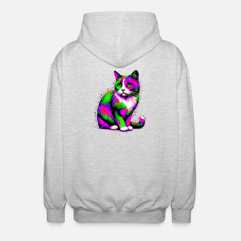 Katze - Unisex Kapuzenjacke - Hellgrau meliert