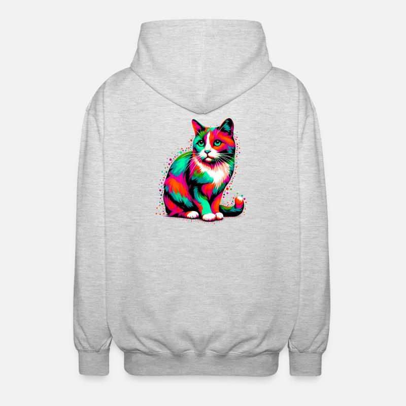 Chat - Veste à capuche unisexe - gris clair chiné
