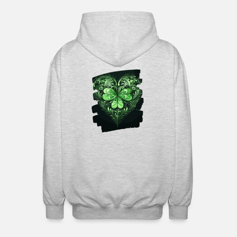 St. Patricks day Kleeblatt Herz - Unisex Kapuzenjacke - Hellgrau meliert
