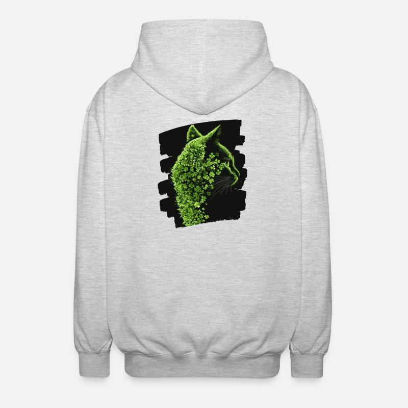 Chat de la Saint-Patrick - Veste à capuche unisexe - gris clair chiné