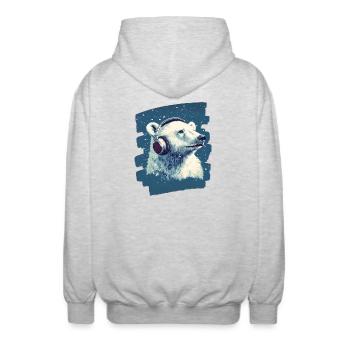 Eisbär - Unisex Kapuzenjacke - Hellgrau meliert - Hinten - AI Model Male 185 light (185cm)