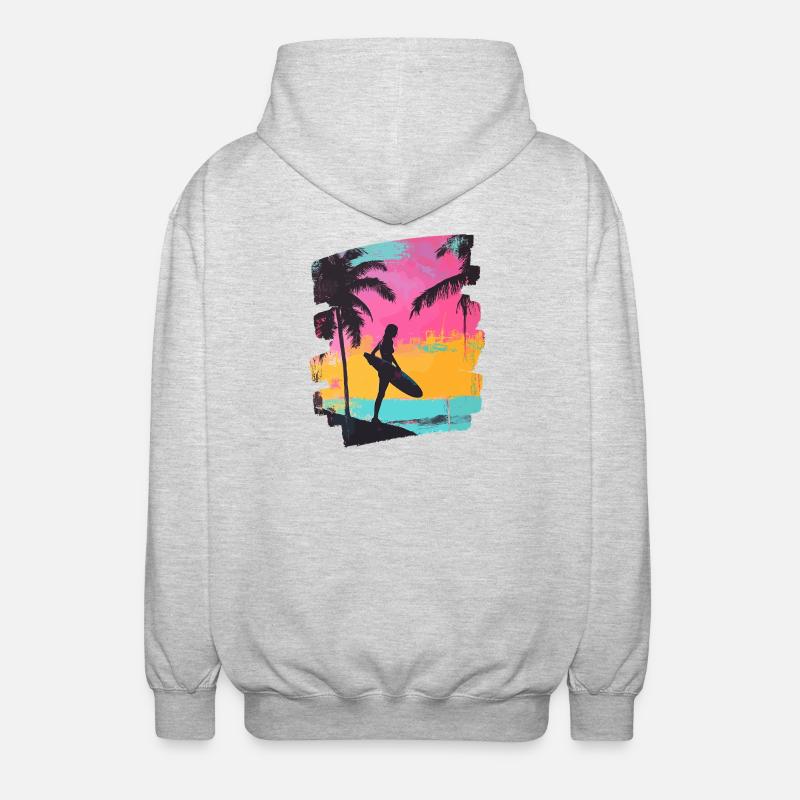 Surfeur Surf Planche de surf Surf - Veste à capuche unisexe - gris clair chiné