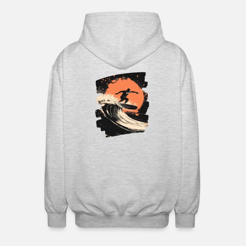 Surfeur Surf Planche de surf Surf - Veste à capuche unisexe - gris clair chiné