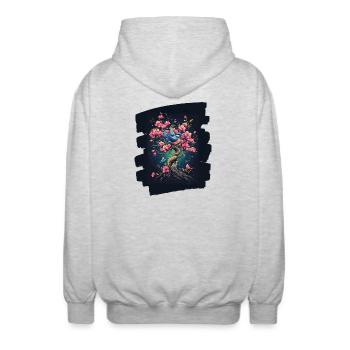 Frühling Frühlingsanfang Blume Blumen - Unisex Kapuzenjacke - Hellgrau meliert - Hinten - AI Model Male 185 light (185cm)