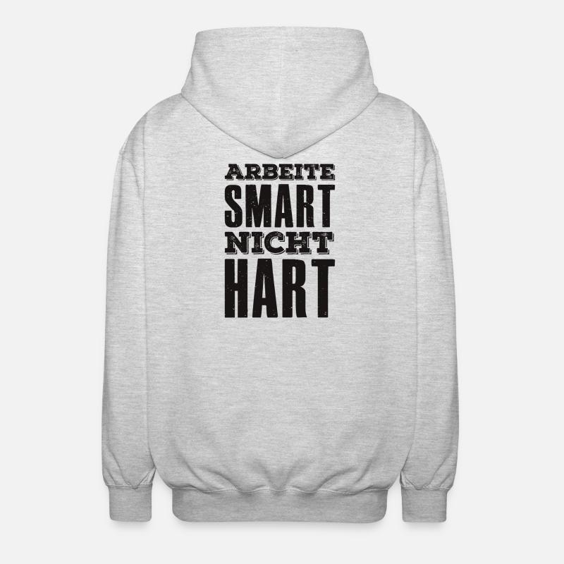 Arbeite Smart nicht hart Spruch Unternehmer - Unisex Kapuzenjacke - Hellgrau meliert
