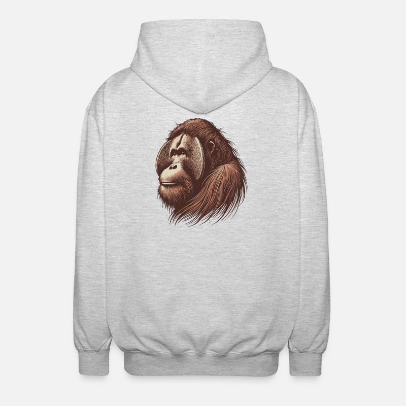 Orang-outan - Veste à capuche unisexe - gris clair chiné