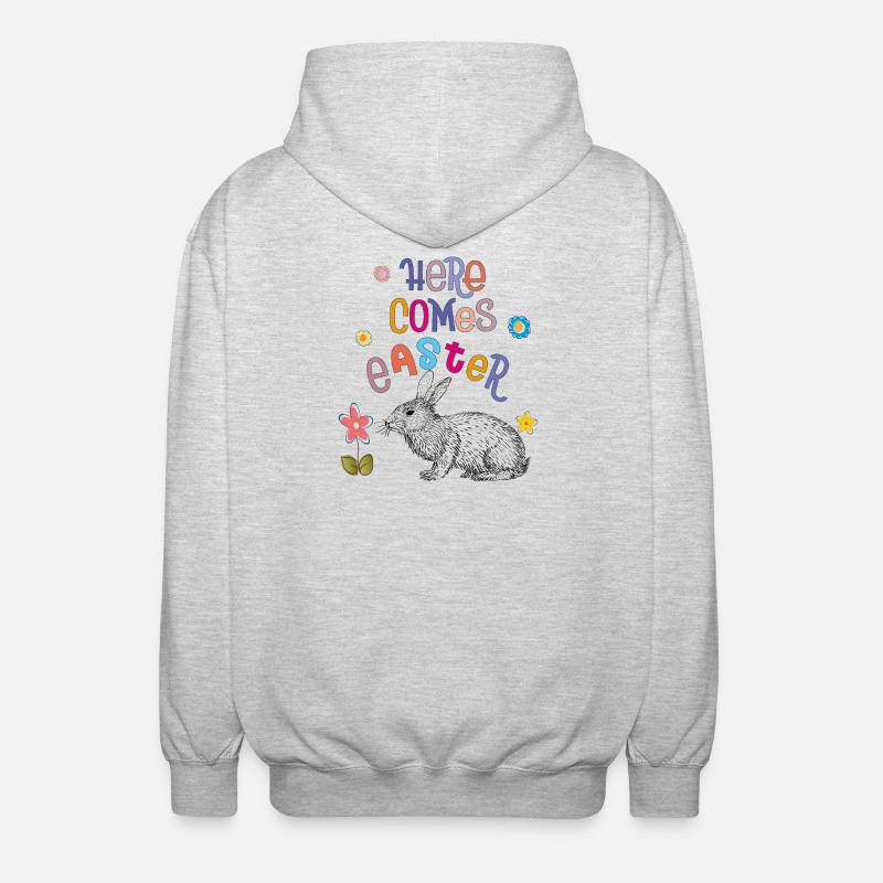 Joyeuses Pâques Lapin de Pâques - Veste à capuche unisexe - gris clair chiné