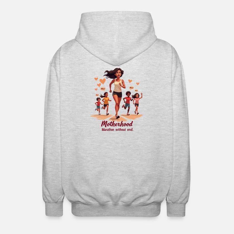Muttersein: Marathon ohne Ende. - Unisex Kapuzenjacke - Hellgrau meliert