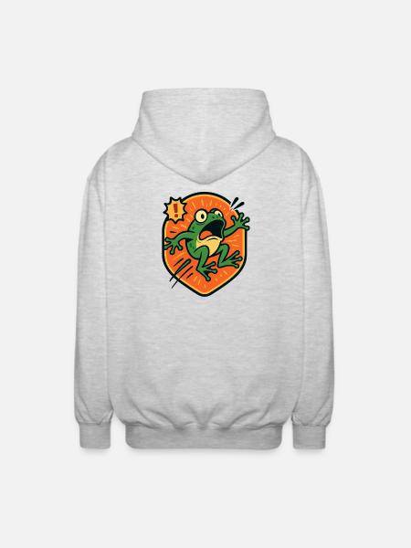 Panic Frog badge - Unisex Hooded Jacket - light heather grey