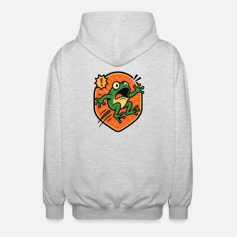 Panikfrosch-Abzeichen - Unisex Kapuzenjacke - Hellgrau meliert