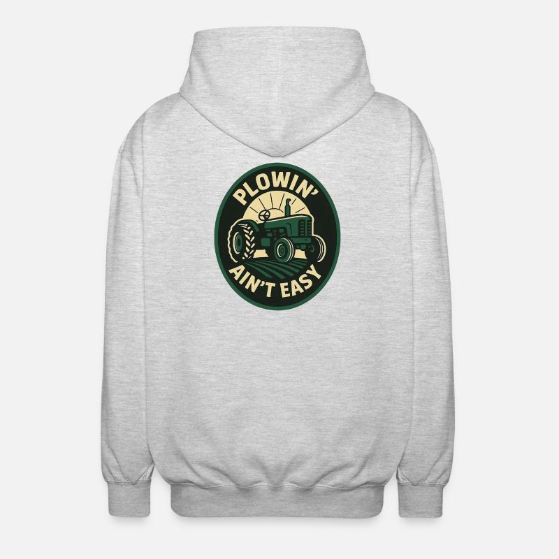 Plowin Aint Easy - Unisex Kapuzenjacke - Hellgrau meliert