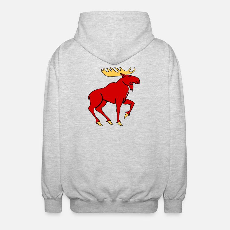 Elch mit Geweih – Mächtiges Natursymbol - Unisex Kapuzenjacke - Hellgrau meliert