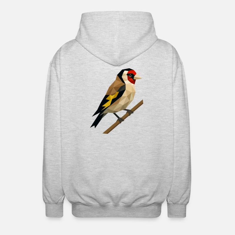 Polygonal Goldfinch – Geometric Elegance - Unisex Hooded Jacket - light heather grey