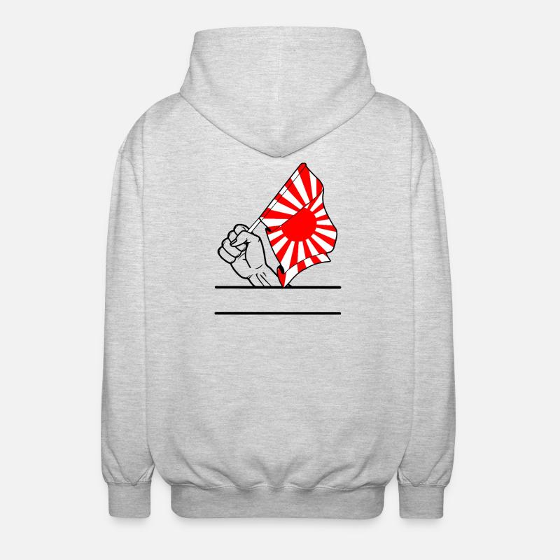 Faust mit aufgehender Sonne Flagge 2 - Unisex Kapuzenjacke - Hellgrau meliert