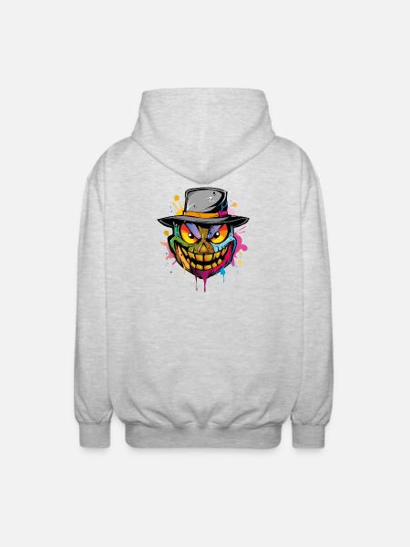 Halloween Face - Unisex Kapuzenjacke - Hellgrau meliert