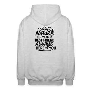 Die Natur ist Ihr bester Freund, immer für Sie da - Unisex Kapuzenjacke - Hellgrau meliert - Hinten - AI Model Male 185 light (185cm)