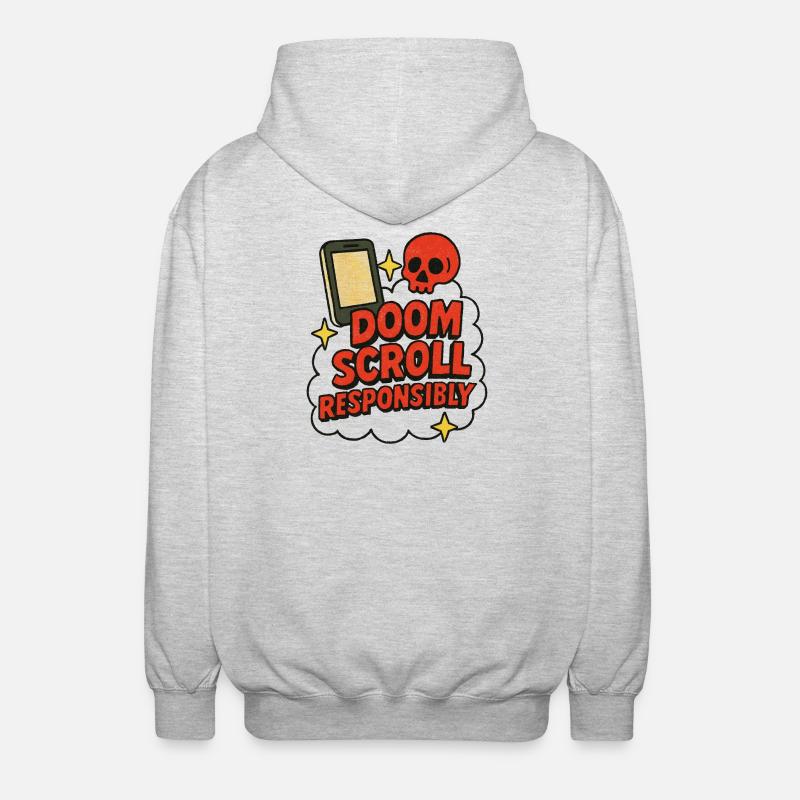 Doomscroll Conception anti-addiction responsable - Veste à capuche unisexe - gris clair chiné