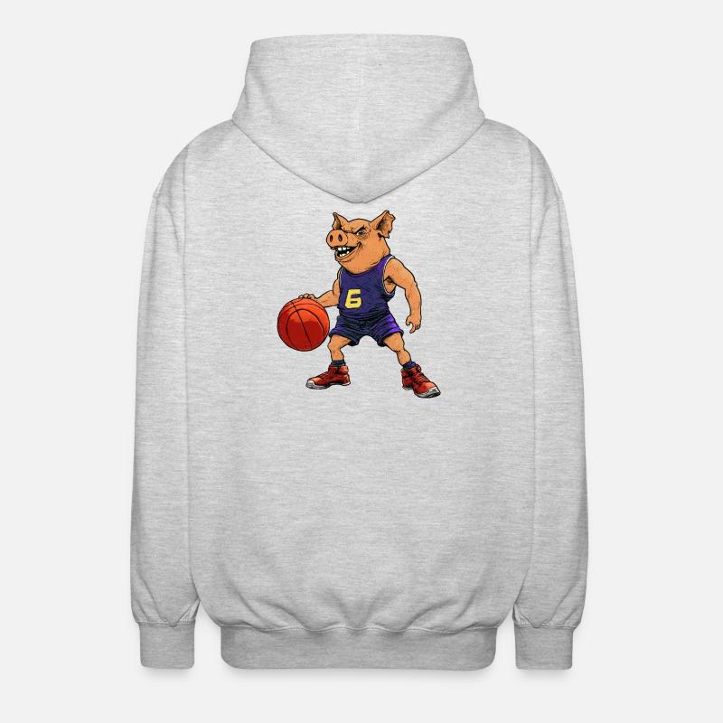 Cochon basketteur basketteur - Veste à capuche unisexe - gris clair chiné