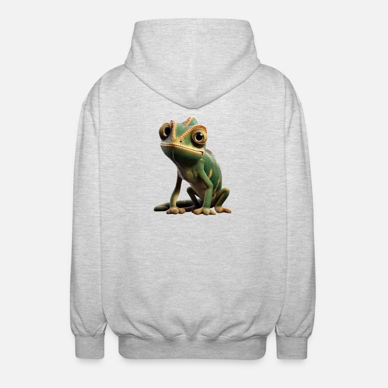 Chameleon Lizard Reptile Chameleon Iguana Lizard - Unisex Hooded Jacket - light heather grey