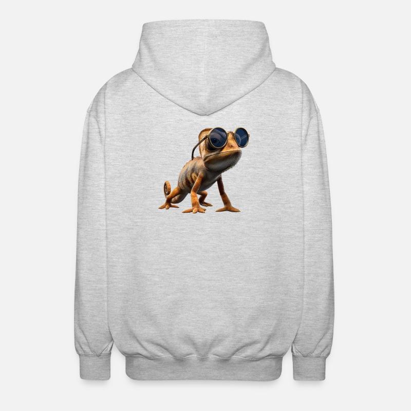 Chameleon Lizard Reptile Chameleon Iguana Lizard - Unisex Hooded Jacket - light heather grey