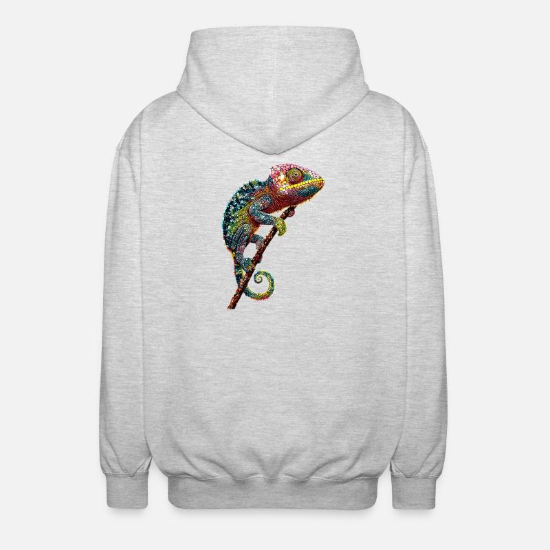 Chameleon Lizard Reptile Chameleon Iguana Lizard - Unisex Hooded Jacket - light heather grey