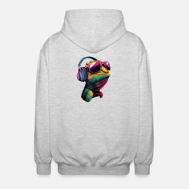 Chameleon Lizard Reptile Chameleon Iguana Lizard - Unisex Hooded Jacket - light heather grey