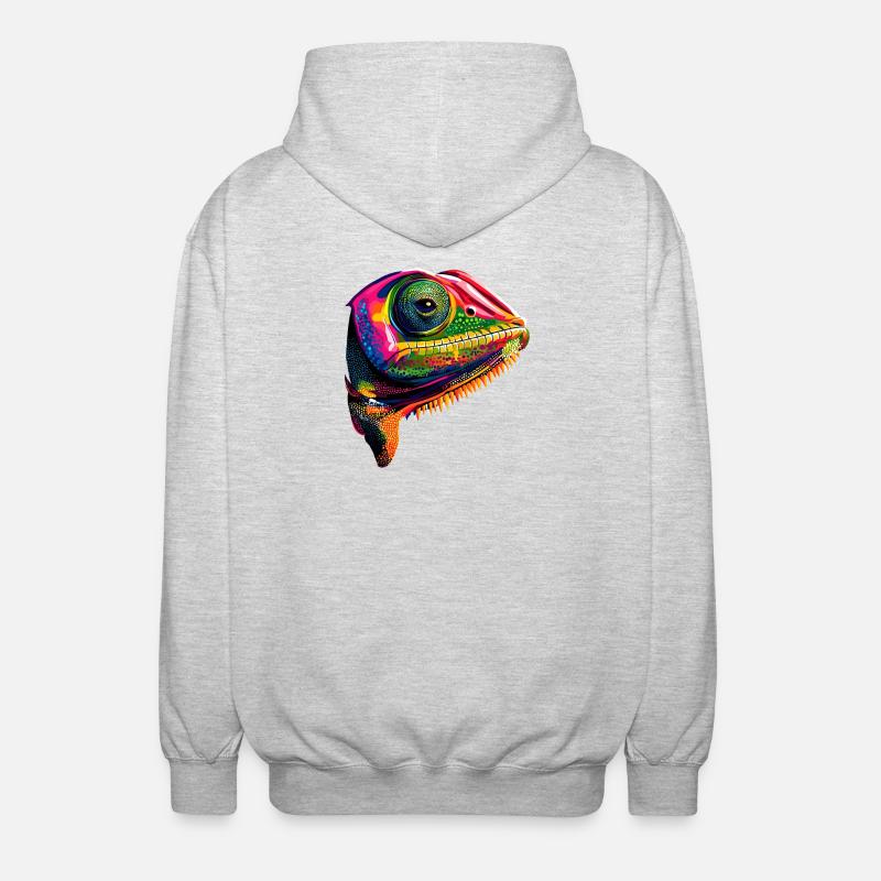 Chameleon Lizard Reptile Chameleon Iguana Lizard - Unisex Hooded Jacket - light heather grey