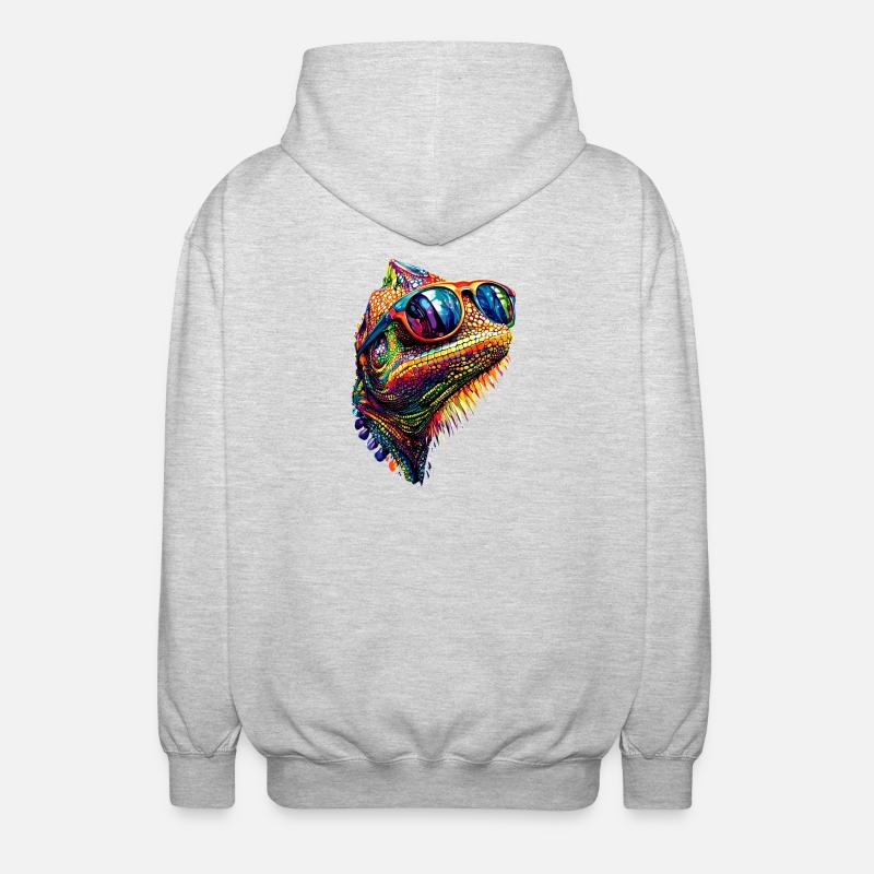 Chameleon Lizard Reptile Chameleon Iguana Lizard - Unisex Hooded Jacket - light heather grey