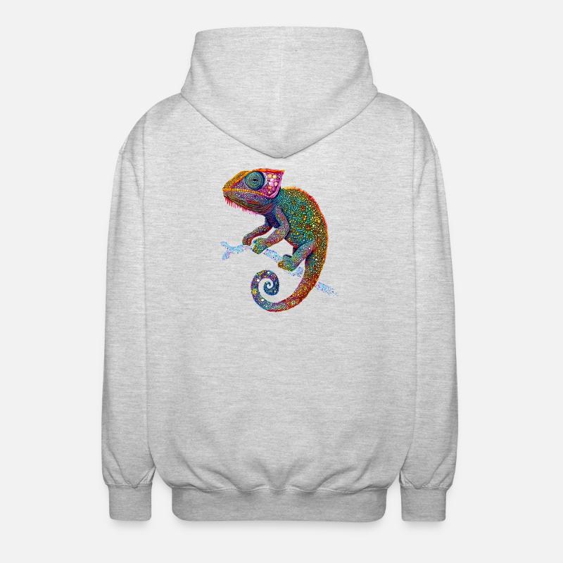 Chameleon Lizard Reptile Chameleon Iguana Lizard - Unisex Hooded Jacket - light heather grey