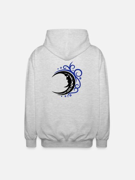Mystical moon in tribal style - Unisex Hooded Jacket - light heather grey