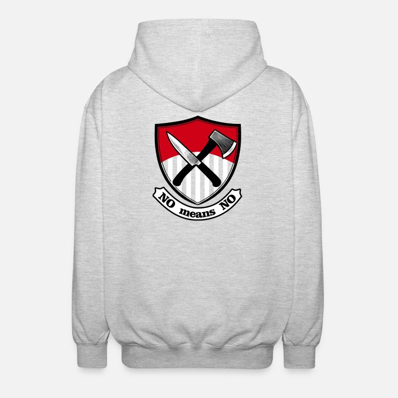 Bouclier avec hache et couteau - Veste à capuche unisexe - gris clair chiné