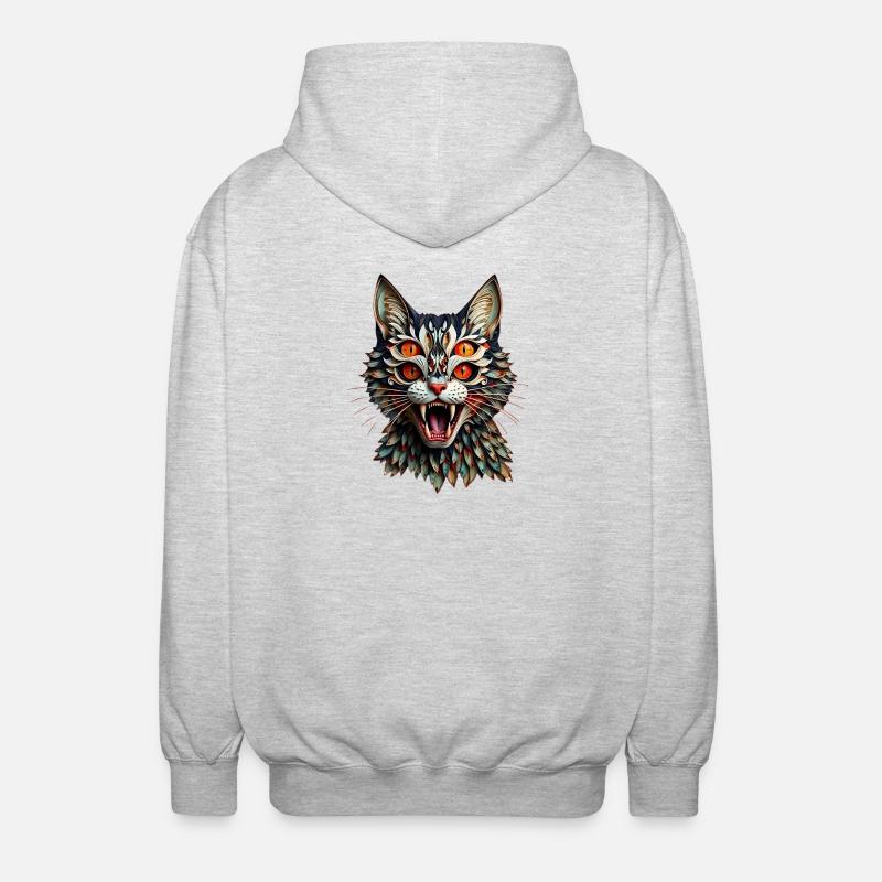 Creepy Cat – Cauchemar en fourrure - Veste à capuche unisexe - gris clair chiné