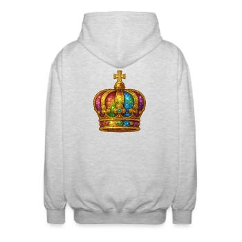 Regenbogen-Glitzerkronen-Design - Unisex Kapuzenjacke - Hellgrau meliert - Hinten - AI Model Male 185 light (185cm)