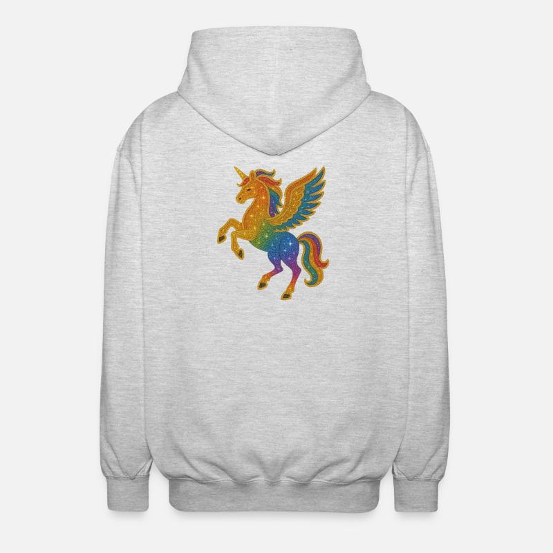 Illustration de Pégase arc-en-ciel scintillant - Veste à capuche unisexe - gris clair chiné