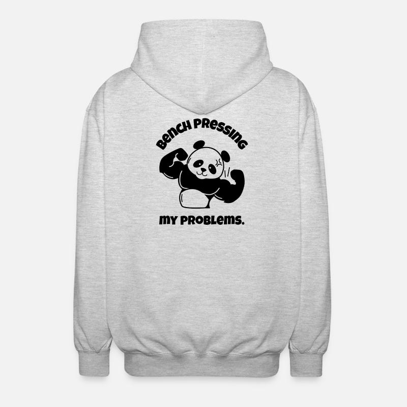 Bench Pressing My Problems - Unisex Hooded Jacket - light heather grey