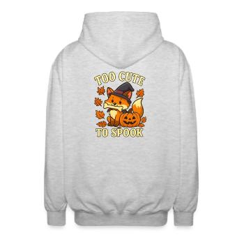 Hexen-Fuchs – Too Cute To Spook - Unisex Kapuzenjacke - Hellgrau meliert - Hinten - AI Model Male 185 light (185cm)